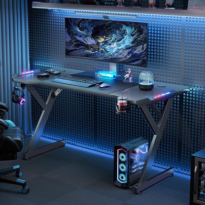 55 Inch Gaming Desk with LED Lights