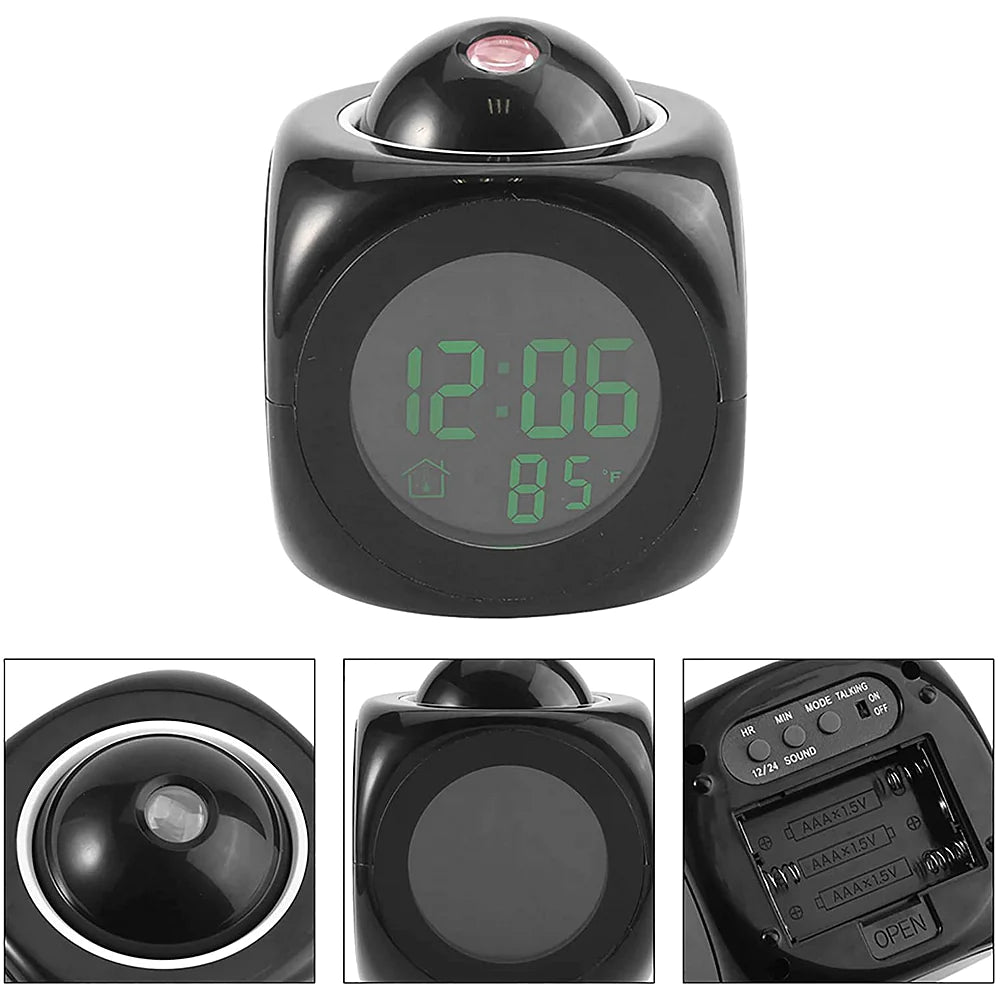 LED Projection Alarm Clock Digital LCD Display USB