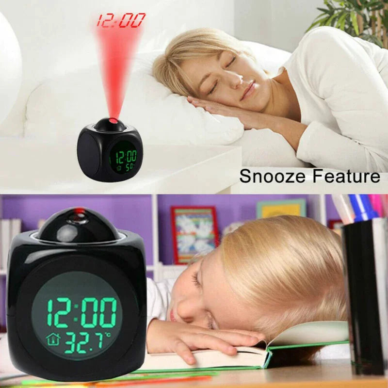 LED Projection Alarm Clock Digital LCD Display USB