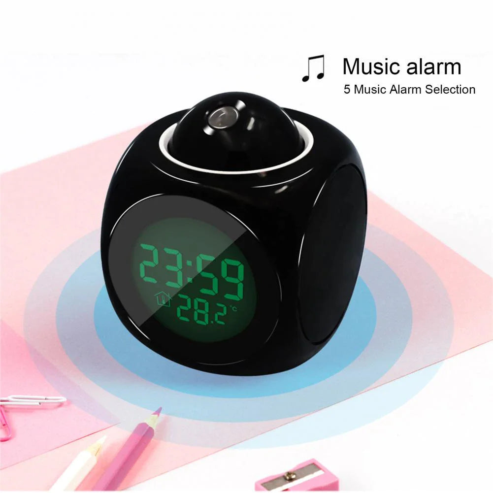 LED Projection Alarm Clock Digital LCD Display USB