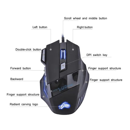 Wired Gaming Mouse 5500DPI 7-Color LED