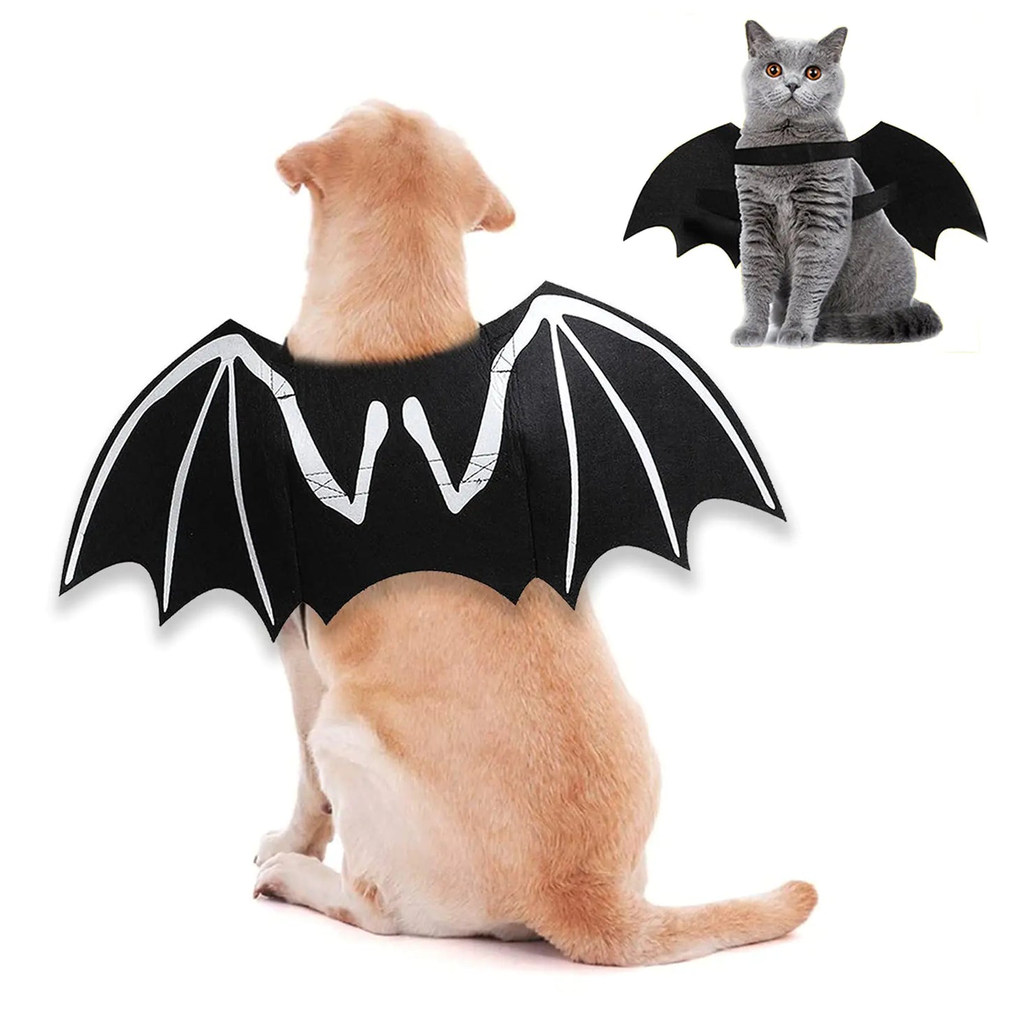 ITESSY Dog Halloween Costumes Cool Luminous Skeleton Bone Bat Wings