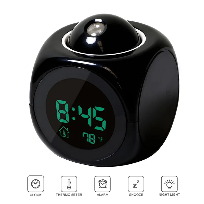 LED Projection Alarm Clock Digital LCD Display USB