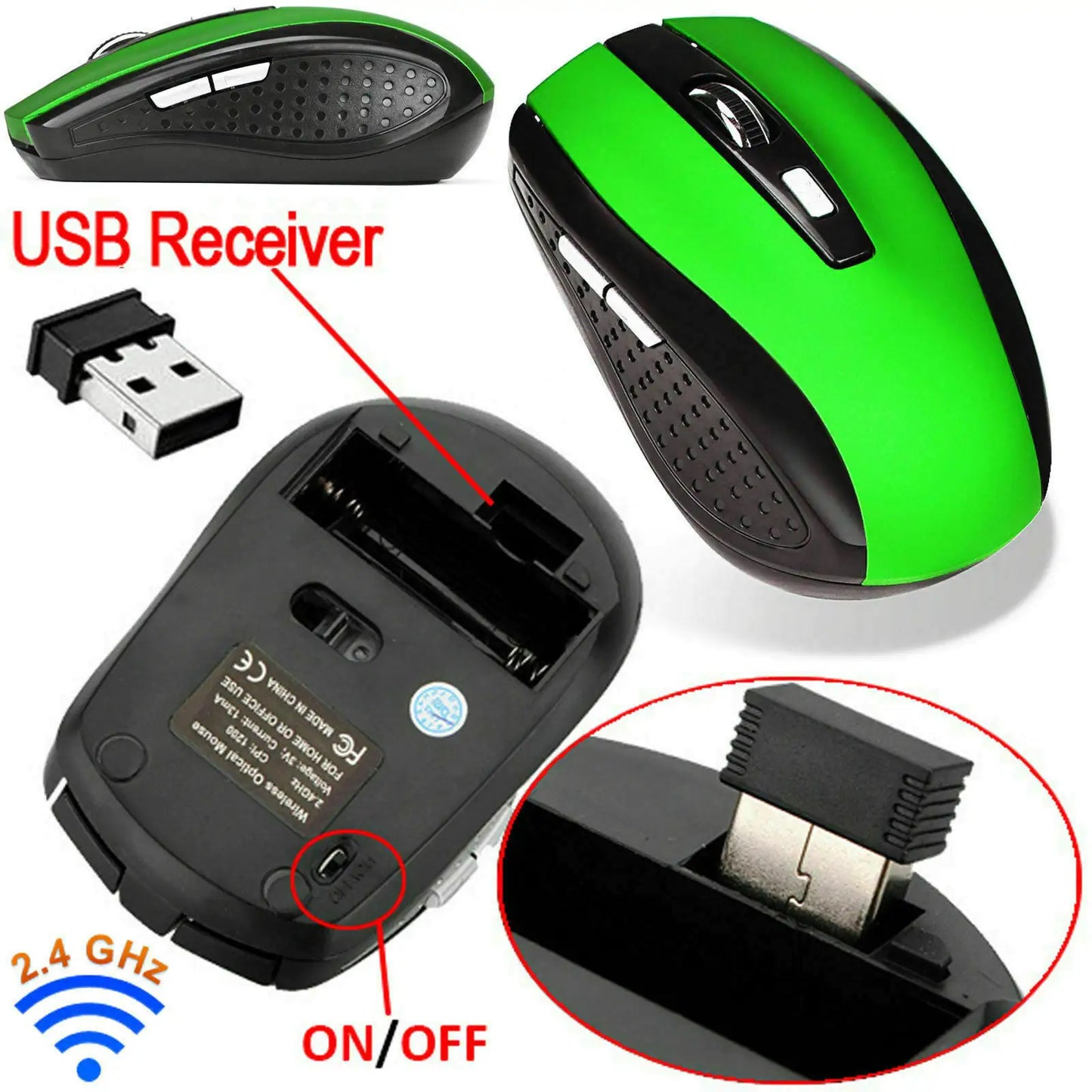 2.4GHz Wireless Optical Mouse & USB Receiver